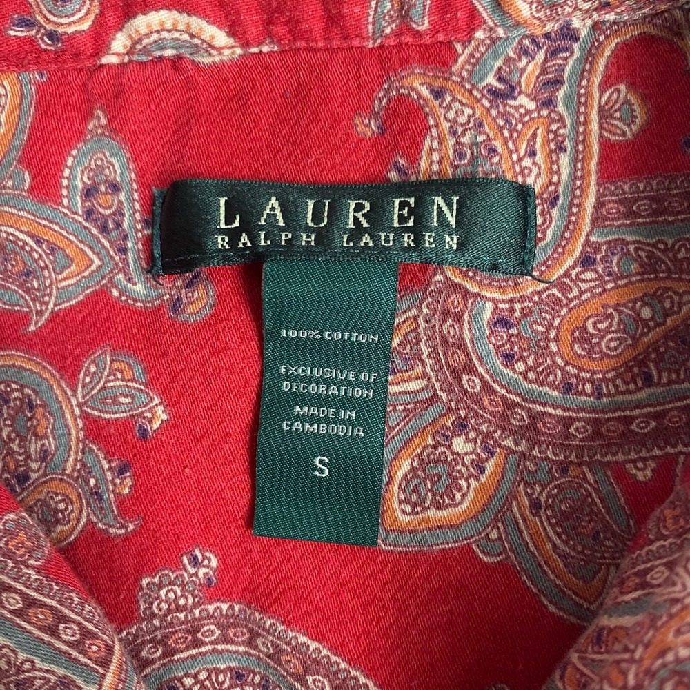 Lauren Ralph Lauren Women's size S Red Paisley Button Up Pajama Top - Picture 3 of 9